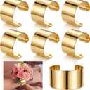 Liliaafar 6 Pcs Gold Corsage Wrist Bracelet Bands for Women Cuff Bangle Bracelet Wrist Corsage DIY Wedding Wristband Wide Open Cuff Adjustable Wristband Accessory for Wedding Bridal Party Prom