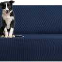 KEKUOU Stretch Oversized Sofa Slipcover 1 Piece Couch Sofa Cover (94"-110") Furniture Protector 4 Seater Sofa with Elastic Bottom for Kids,Pet.Jacquard Checked Pattern Fabric(X Large, Navy Blue)