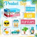 Vercraft 11 Pcs Summer Decorations Set Sunshine Tiered Tray Decor Hello Sweet Summer Wooden Blocks Flip Flops Coconut Tree Centerpiece for Home Office Decorations