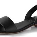 Ankis Low Heel Women Sandal Square Open Toe Brown Black White Leather Flat Sandal Comfortable Summer Slip on Slide Shoe Casual Beach Party Wedding 2025 (6)