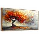 Wapluam Panoramic Landscape Textured Wall Painting Canvas Wall Art For Living Room Large Wall Decor For Bedroom Abstract Tree Pictures Office Decor Modern Room Home Decoration Wood Framed