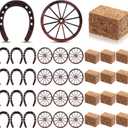 36 Pcs Western Party Decorations 12 Mini Hay Bales 12 Lucky Horseshoe 12 Wagon Wheel Cowboy Theme Party Supplies Vintage Rodeo Table Centerpieces Rustic for Country Wedding Birthday Party Craft