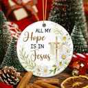 2 x Christian Ornament with Cross & Daisies, Religious Scripture Decor, All My Hope is in Jesus Ornament, Inspirational Faith Gift for Women, Christian Tree Decor, Bible Verse Keepsake