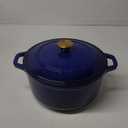 Mueller 6qt Enameled Cast Iron Dutch Oven, Heavy-Duty Casserole and Braiser Pan with Lid and Knob, Safe for All Cooktops, Aqua Blue