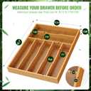 Bamboo Silverware Organizer, Bamboo Kitchen Drawer Cutlery Organizer, Utensil Holder, Flatware Organizer Tray (15.8"x11.7"x1.6")