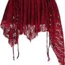WDIRARA Women's Flowy Lace Ruffle Handkerchief Skirt Drawstring Tiered Skirts,small