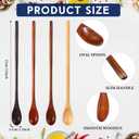 4 Pcs 13 Inch Long Handle Wooden Spoons for Cooking Long Handle Tasting Tea Spoon Wooden Utensils Vintage Stirrer for Kitchen Soup Coffee Cocktail Honey Mixing Stirring, 4 Colors
