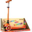 Orange Mini 3 Wheel Scooter for Kids  Lean-to-Steer with LED Light-Up Wheels, Adjustable Handlebar, Wide Anti-Slip Deck, Smooth PU Wheels, Rear Foot Brake  Toddler Scooter for Ages 2+