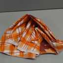 Fall Tablecloth Round 60 Inch Orange Plaid with Maple Leaves Table Cloth for Thanksgiving Party Holiday Home Dining Table Decor