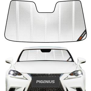 Windshield Sun Shade for Lexus 2014-2020 Lexus IS200t, IS250, IS300, IS350, ISF. Reflective Aluminum Film Front Window Sunshade - BLAZBLOCK (Classic Shiny Silver)