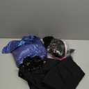 Mens 70s Disco Outfit Costume Bell Bottom Pants Shirts Wigs Necklace Mustache Sunglasses (Large, Purple)
