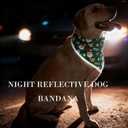 2 x Christmas Dog Bandanas,Reflective Dog Bandana for Night Safety,Adjustable Santa Claus Dog Scarf Triangle Boy and Girl Pet Scarves for Medium Dogs,Green,M