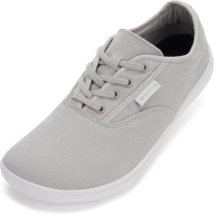 WHITIN Men's Wide Barefoot Shoes | Canvas Minimalist Sneakers | Zero Drop Sole, 7 