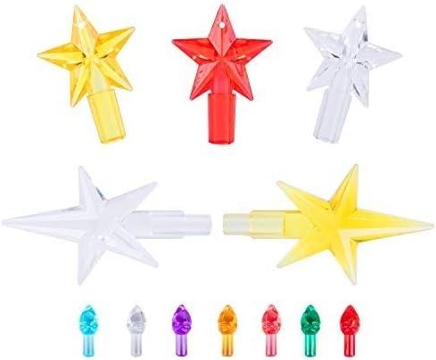 Replacement Lights Bulbs for Ceramic Christmas Tree, 210 PC Medium Twist Light Ornaments for Ceramic Tree, Multicolor Mini Flame Peg Accessories for Crafts, Assorted Colors, 5 Stars 210 Pieces Pack