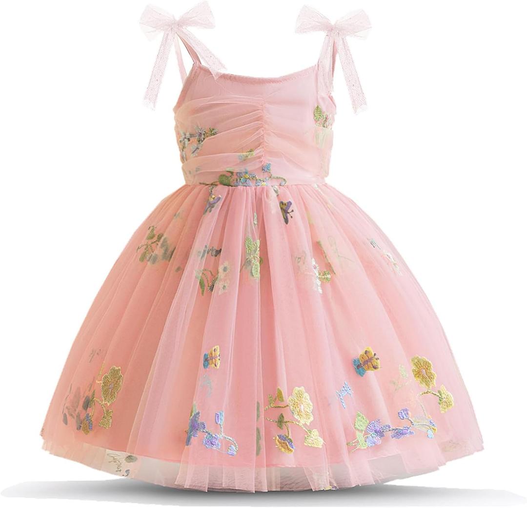 Nileafes Toddler Girl Tulle Dress Casual Summer Princess Dresses (3-4T, 120-pink)