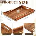 Teenyyou 24 x 16 Inches Large Ottoman Tray Wood Curved Serving Tray with Handles Rectangle Curved Classic Wooden Decorative Serving Platters for Tea Kitchen Food Beverage Fruit Snack