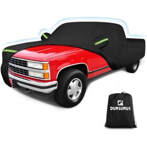 QUNSUNUS Waterproof Truck Cover for Chevrolet C/K 1500/2500/3500 1988-1999, Outdoor Truck Cover with Zipper, Full Exterior Car Covers for Automobiles All Weather with Wind, Sun, UV and Dust Protection 