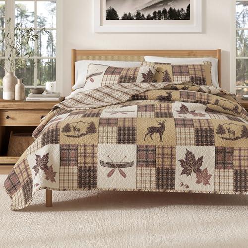 Great Bay Home Lodge Bedspread Twin/Twin XL Size Kid's Quilt Set with 1 Sham. Cabin 2-Piece Reversible All Season Quilt Set. Rustic Quilt Coverlet Bed Set. Redwood Collection.