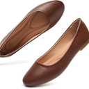 Hash Bubbie Women's Flats Shoes Ballet Flats Dress Shoes Comfortable PU Leather Slip on Shoes for Women (7.5, Brown)