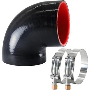 90 Degree Elbow ID4(102mm) Silicone Hose Coupler, Reinforced 4-layer Wall 5mm with 2PCS T-bolt Clamps for Cold Air Intake, Turbo, Intercooler, 4leg Length(102mm) Automotive Radiator Hose
