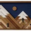 24x10 Wooden Wall Decor Mountain With Metal Hooks