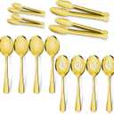 12PCS Gold Stainless Steel Serving Utensils Sets - Large Serving Spoons,Slotted Spoons,Serving Tongs,Appetizer Tongs,Utensills Sets for Buffet Catering Banquet Party (Gold)