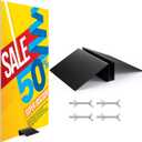 Blulu 1 Pcs 12 Inches Metal Floor Sign Stand Holder M Mount Holder Graphic Floor Standing Display Stand for Composite Foam Board, Acrylic Glass Sign, Base Only