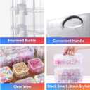 VTG Bead Organizer Box, 56 Pcs Small Plastic Containers with Lids and 3-Tier Stackable Storage Box, Clear Organizers for Jewelry Toys Craft Storage
