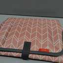 Babebay Waterproof Portable Diaper Changing Pad, Foldable Travel Changing Mat for Baby Girl Boy, Lightweight Travel Changing Station, Boho Geometric Pattern (Pink Wave Print)