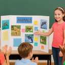 Trifold Poster Board 36"x48" 3 Pack Corrugated Display Board with Bonus 5 Colored A4 Sheets & Label, White Front Kraft Back Perfect for School Projects, Business Presentations, Science Fairs (White)
