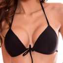 RELLECIGA Women's Triangle Bikini Top (Medium, Black)