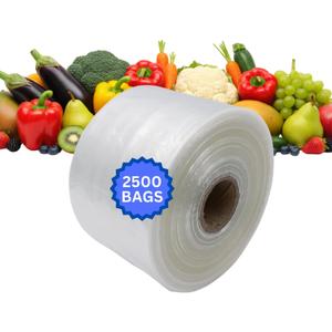 ASSUREPAK Clear Produce Poly Bag On A Roll for Bread, Meat and Groceries - 4"x6" - 2500 Bags - 1 Roll Per Case - 1.0 mil