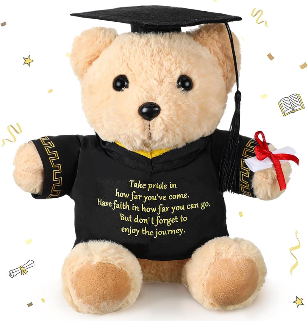 Simgoing 2026 Graduation Bear Gift 9.84 Inch Class of 2026 Graduation Bear Stuffed Animal Plush Toy with Cap Congratulations Grad Gift for Her Him Preschool High School College University(Classic)