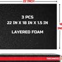ONREVA Tool Box Foam 22x18x1.5 inch 3Pack, Foam Inserts for Cases, Polyethylene Storage Sheets for Toolbox Hard Case, Tool Shadow Insert, Kaizen Organizer Sheet, Black with Red