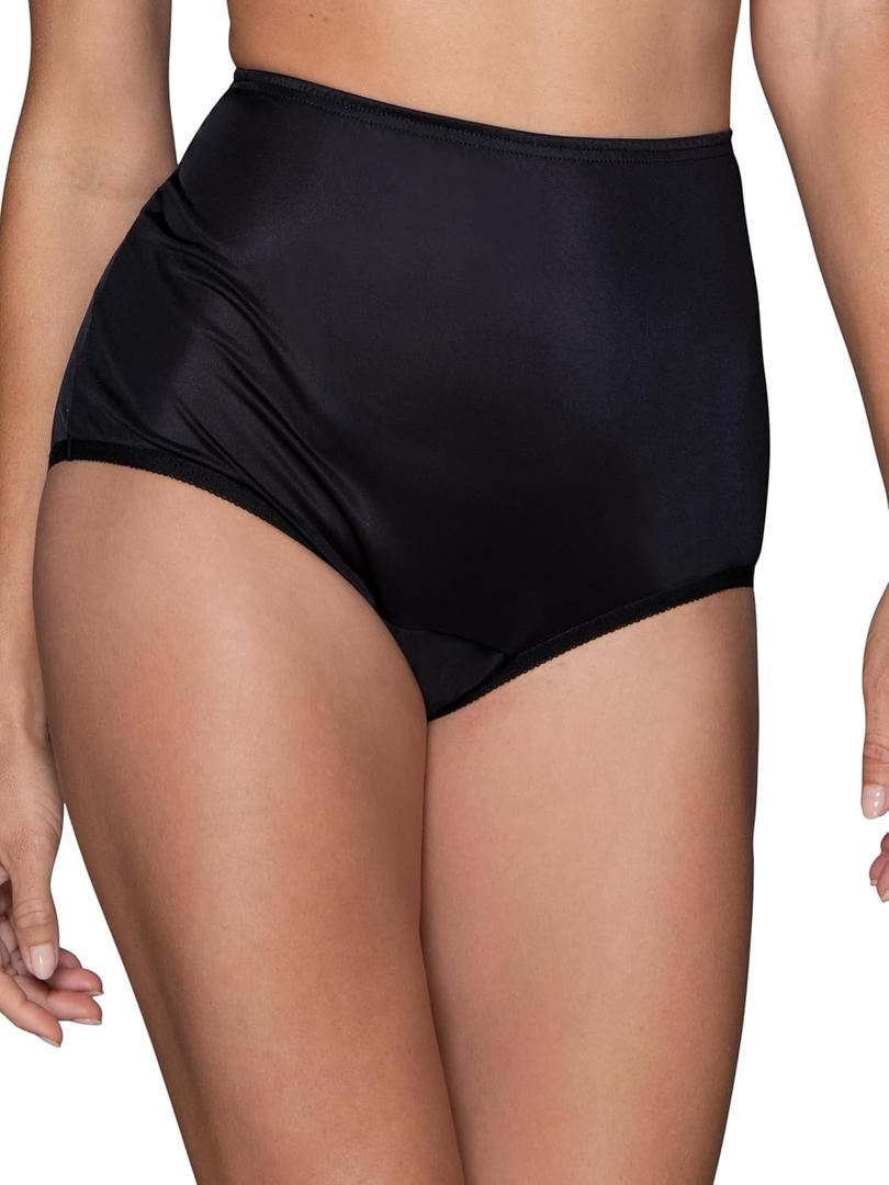 Vanity Fair Women's High Waisted Underwear, Full Coverage Ladies Panties, Perfectly Yours Briefs (5, Nylon - Midnight Black)