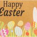 XuoAz Easter-Decorative-Welcome-Doormat Outdoor-Entrance Easter Bunny Door Mat Non Slip Coir Front Door Mats for Spring Home Decor 17" x 29"