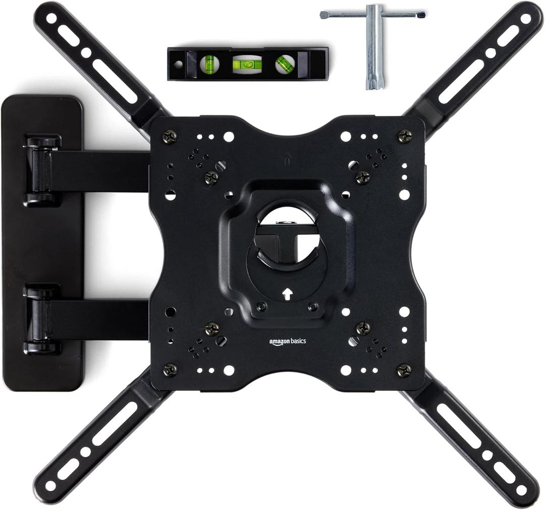 AFull Motion Articulating TV Wall Mount, with Swivel and Tilt, for 26" to 55" TVs and Flat Panels up to 80 Lbs, VESA Compatible, Single Stud, Black