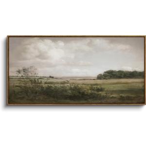 InSimSea Extra Large Framed Vintage Wall Art, Living Room Country Farmhouse Decor, Wilderness Landscape Paintings, Canvas Prints, Retro Farm Long Picture for Bedroom Above of Bed,20x40inch (Landscape with Sunlit Clouds)