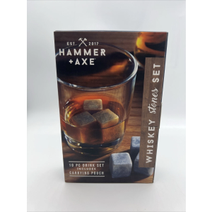 Hammer & Axe Whiskey Stones 10 Piece Frink Set with Carrying Pouch