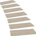 PURE ERA Carpet Stair Treads Tape Free Non Slip Indoor Stair Carpet Stair Protectors Pet-Friendly Non-Slip Skid Resistant Washable Reusable 8" x 30"(14 Pieces,Cream Gray Mini-Diamond Trellis)