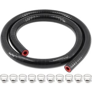 TuoLauthon 3-Ply ID 5/16 Inch Silicone Coolant Hose,Length 3.3Ft(1m) Wall Thickness 4.5mm,High Performance Radiator Universal Straight Coupler Reinforced Rubber Tube with 10Pcs Clamps
