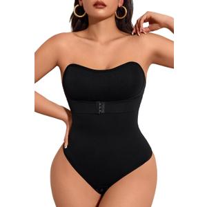 Strapless Shapewear for Women Tummy Control Bodysuit, Seamless One Piece Tank Thong Body Shaper (Large, Black) Strapless Shapewear for Women Tummy Control Bodysuit, Seamless One Piece Tank Thong Body Shaper (Large, Black)