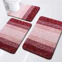 Arotive Bathroom Rugs Set 3 Piece, Extra Soft and Absorbent Bath Rugs, Machine Wash Dry Bath Mats for Bathroom, Toilet, Tub and Shower, 24x16, 30x20 and U-Shaped 24x20, Burgundy