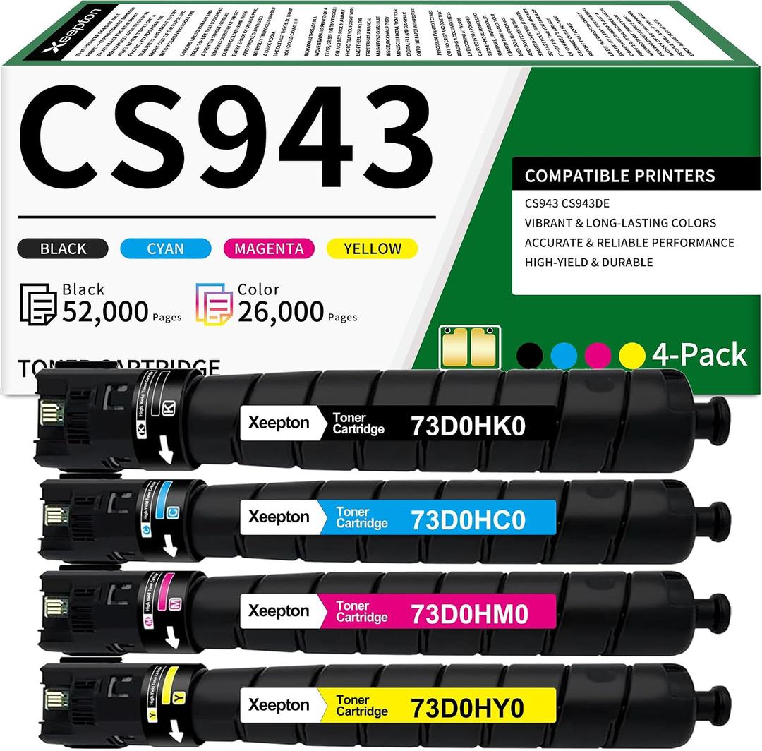 CS943 Toner Cartridge Remanufactured for 73D0HK0 73D0HC0 73D0HM0 73D0HY0