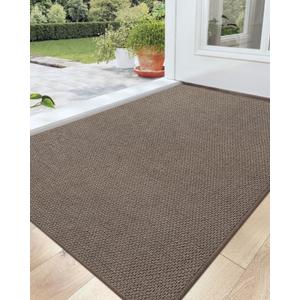 DEXI Indoor Door Mat 24x36, Washable Entrance Mats with Non Slip Rubber Back, Ultra Thin Entryway Mats Absorbent Dirt Carpper Front Back Doormat for Entry Floor Inside Home, Brown