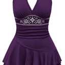 SOLY HUX Women's Summer Halter Backless Mini Dress Flowy Sleeveless V Neck Tie Back A Line Western Casual Sun Dresses Purple Printed X-Large