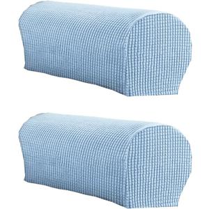 LINGXIYA Soft Stretch Plush Armrest Covers for Chairs/Sofas and Couches, Set of 2 (Sky Blue)
