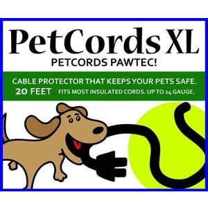 PetCords Dog and Cat Cord Pet Protector 20 FT, Protects Your Pets from Chewing Through Insulated Cables up to 20 FT, Pet and Critter Safety Device, Unscented, Made and Designed in The USA (Clear)