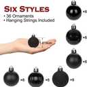1.57" Black Christmas Ornaments for Christmas Tree 36 Pcs Mini Shatterproof Balls Christmas Tree Decorations Small Xmas Ornaments Balls with Hanging Loop for Wedding Holiday Party Wreath Home Decor