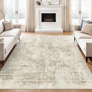 Soalmost 6x9 Abstract Area Rugs for Living Room 6 x 9 Washable Non Slip Low Pile Gray Rugs for Bedroom Dining Room Foldable Thin Beige Gray